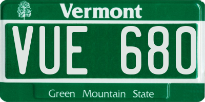 VT license plate VUE680