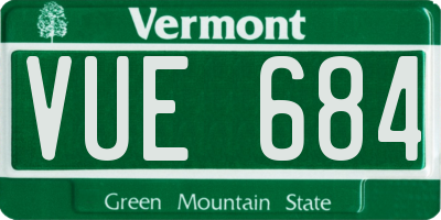 VT license plate VUE684