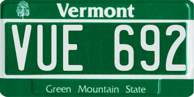 VT license plate VUE692