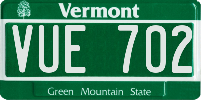 VT license plate VUE702