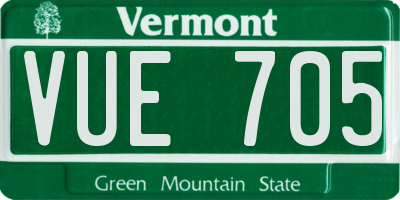 VT license plate VUE705