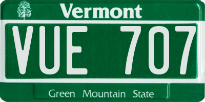 VT license plate VUE707