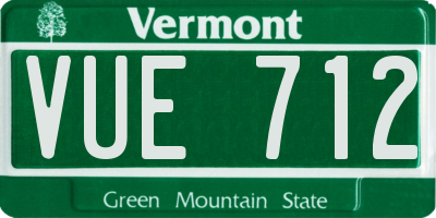 VT license plate VUE712
