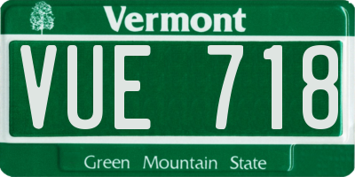 VT license plate VUE718