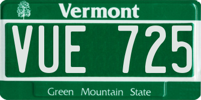 VT license plate VUE725