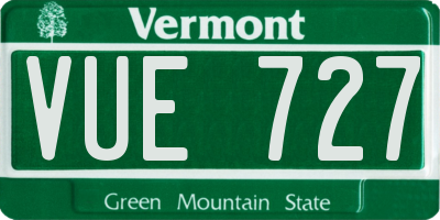 VT license plate VUE727