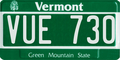 VT license plate VUE730