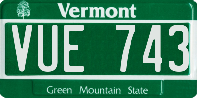 VT license plate VUE743