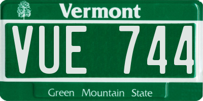 VT license plate VUE744