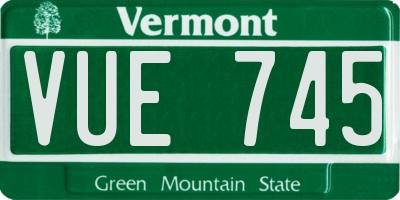 VT license plate VUE745