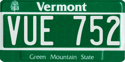 VT license plate VUE752