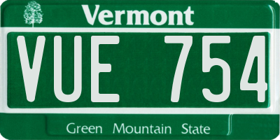 VT license plate VUE754