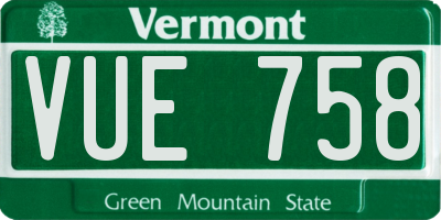 VT license plate VUE758