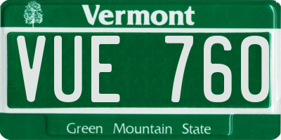 VT license plate VUE760