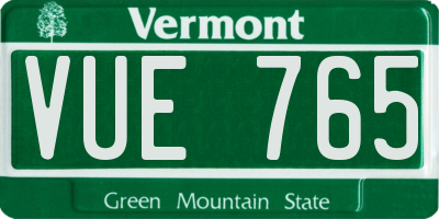 VT license plate VUE765