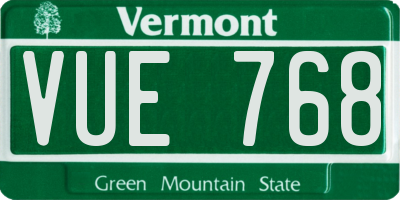 VT license plate VUE768
