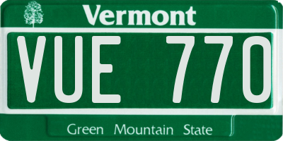 VT license plate VUE770