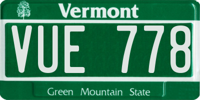 VT license plate VUE778
