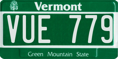 VT license plate VUE779