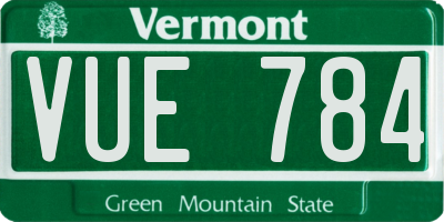 VT license plate VUE784