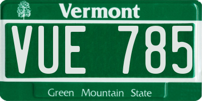 VT license plate VUE785