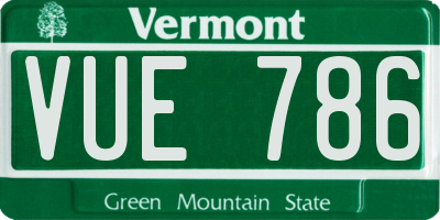 VT license plate VUE786