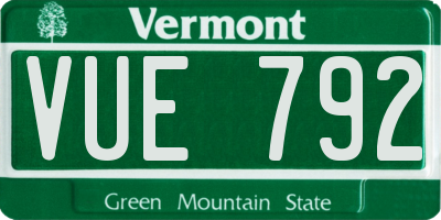 VT license plate VUE792