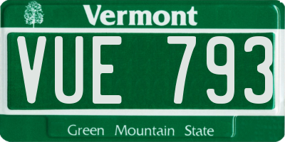 VT license plate VUE793