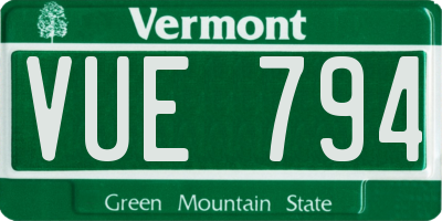 VT license plate VUE794
