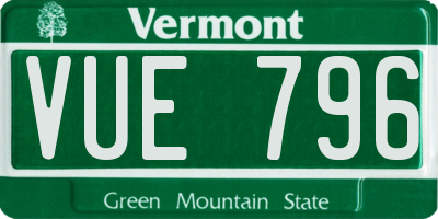 VT license plate VUE796