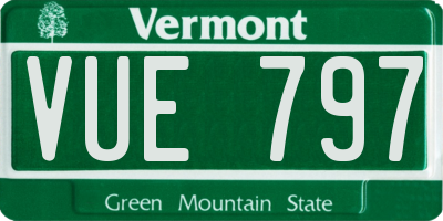 VT license plate VUE797