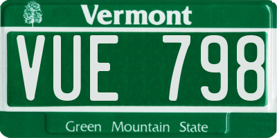 VT license plate VUE798