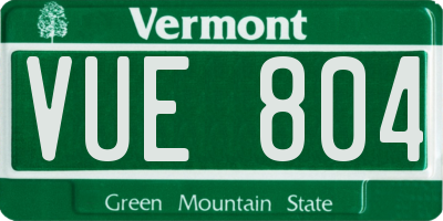 VT license plate VUE804