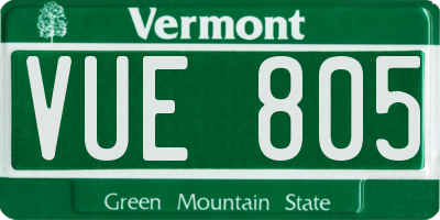 VT license plate VUE805