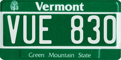 VT license plate VUE830