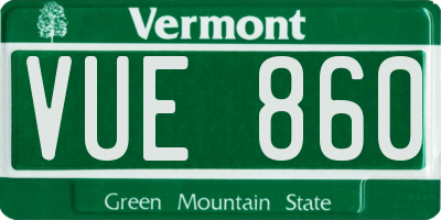 VT license plate VUE860