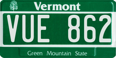 VT license plate VUE862