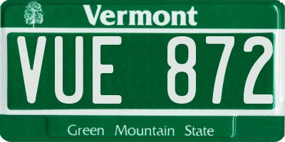 VT license plate VUE872