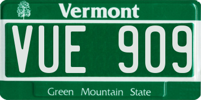 VT license plate VUE909