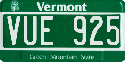 VT license plate VUE925