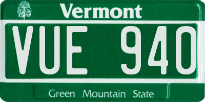 VT license plate VUE940