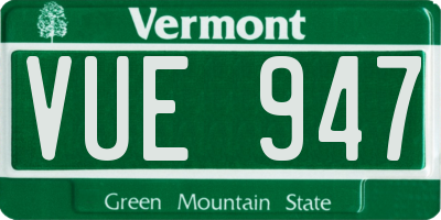 VT license plate VUE947