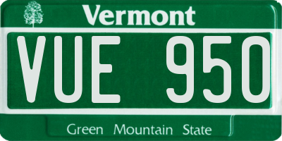 VT license plate VUE950