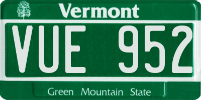 VT license plate VUE952