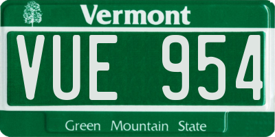 VT license plate VUE954