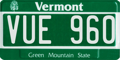 VT license plate VUE960