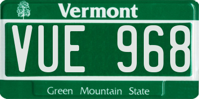 VT license plate VUE968