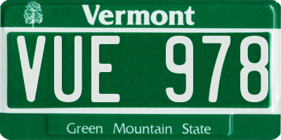 VT license plate VUE978