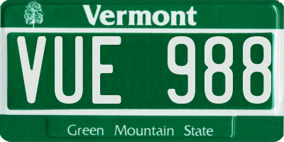 VT license plate VUE988