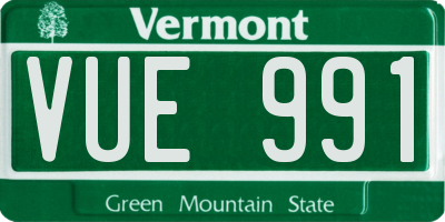VT license plate VUE991